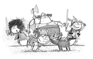 Steve May illustrates Two Terrible Vikings, a new Francesca Simon story. (Arena Illustration, Children’s Books, illustrator)