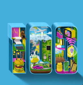 Sam Falconer / Barron’s Magazine 100th issue double-cover (Debut Art, Editorial Commissions, illustrator)