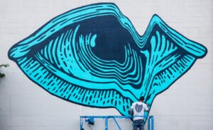 Joan Tarragó Paints the Town Blue (illustrator, Phosphor Art)