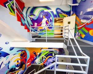 Stairway Mural – FOX Sports – Andrew Archer (Debut Art, illustrator)