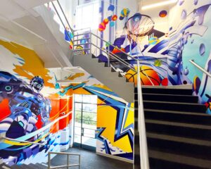 Stairway Mural – FOX Sports – Andrew Archer (Debut Art, illustrator)