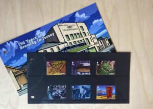 Chris Wormell illustrates stamps celebrating brewing on Jersey. (Design Projects, illustrator)