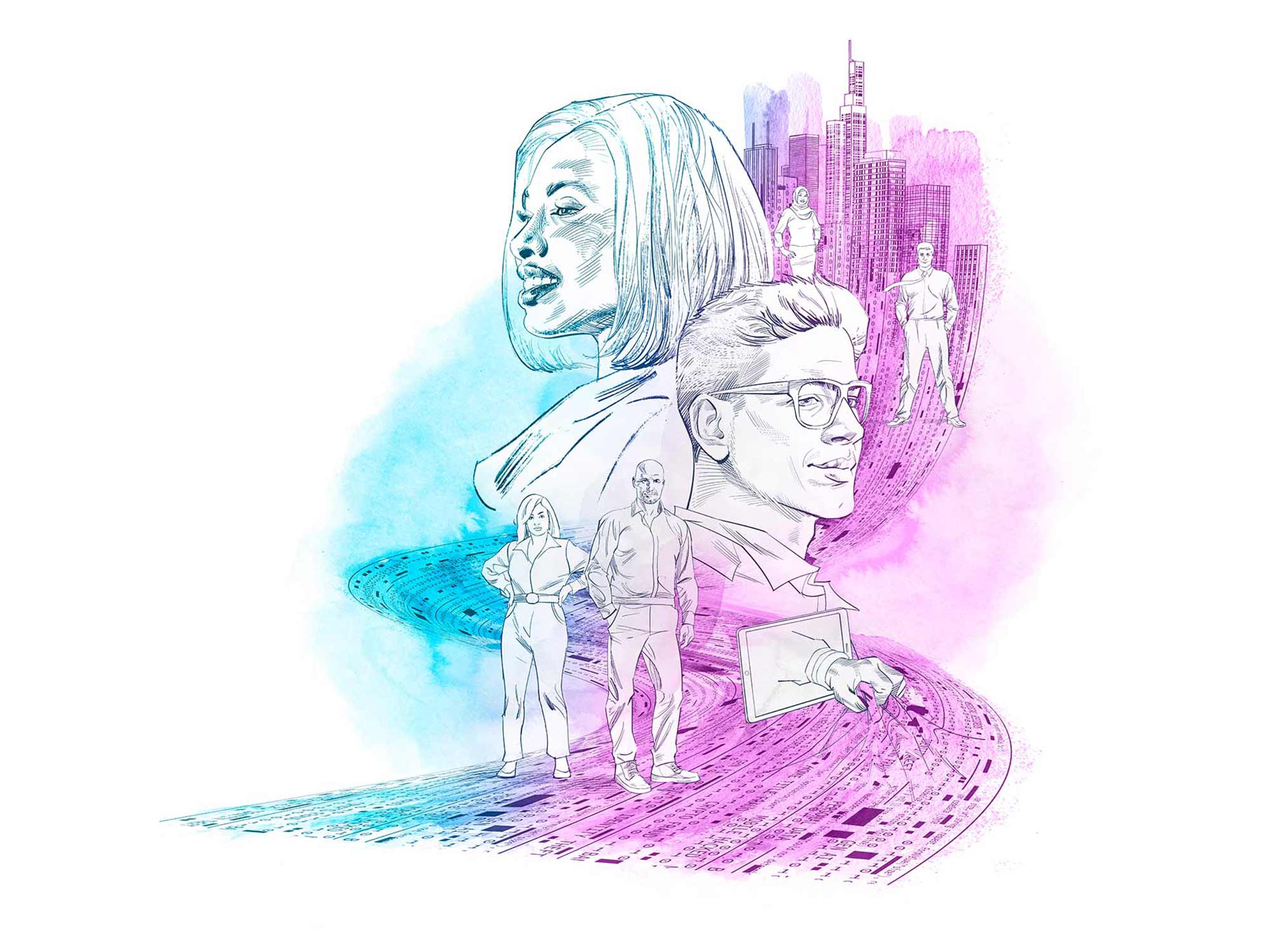 EOIN COVENEY – ADDLESHAW GODDARD – DATA HEROES (illustrator, Phosphor Art)