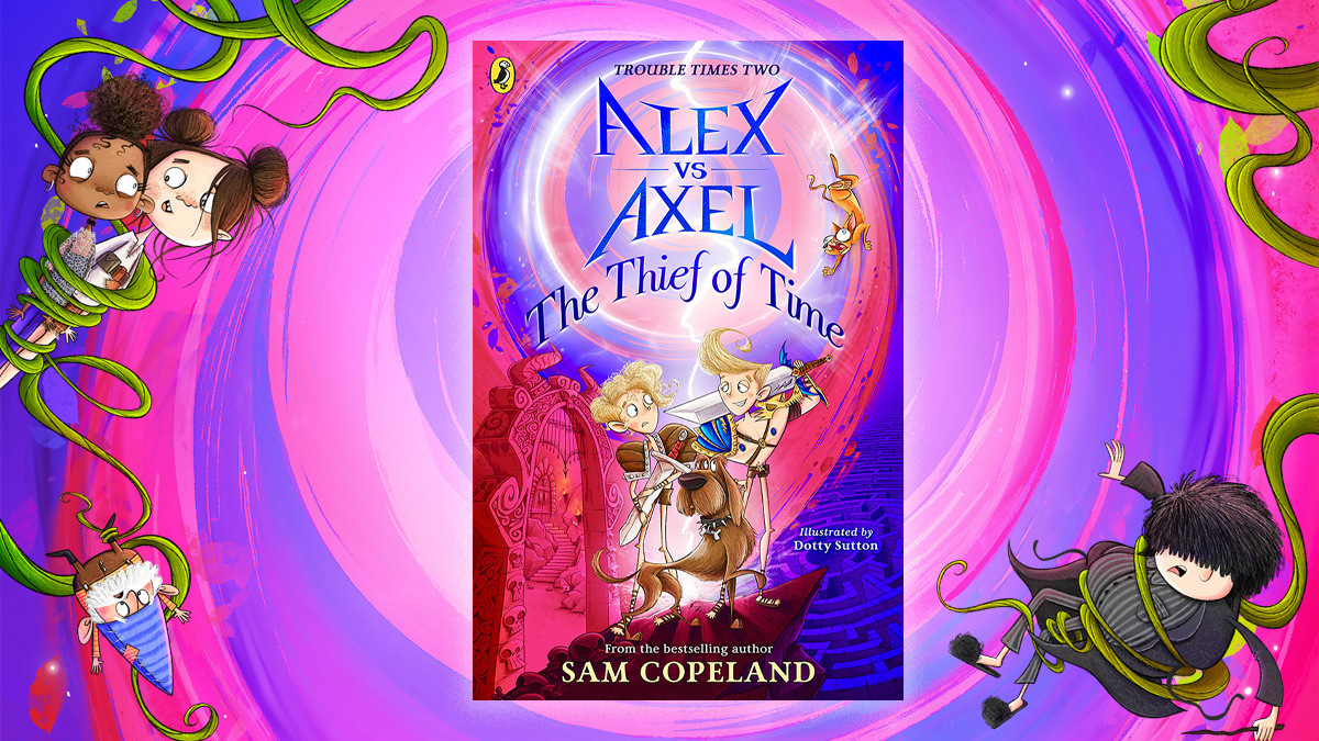 DOTTY SUTTON FREEZES TIME WITH ALEX VS AXEL: THE THIEF OF TIME! (Arena Illustration, illustrator, publishing)