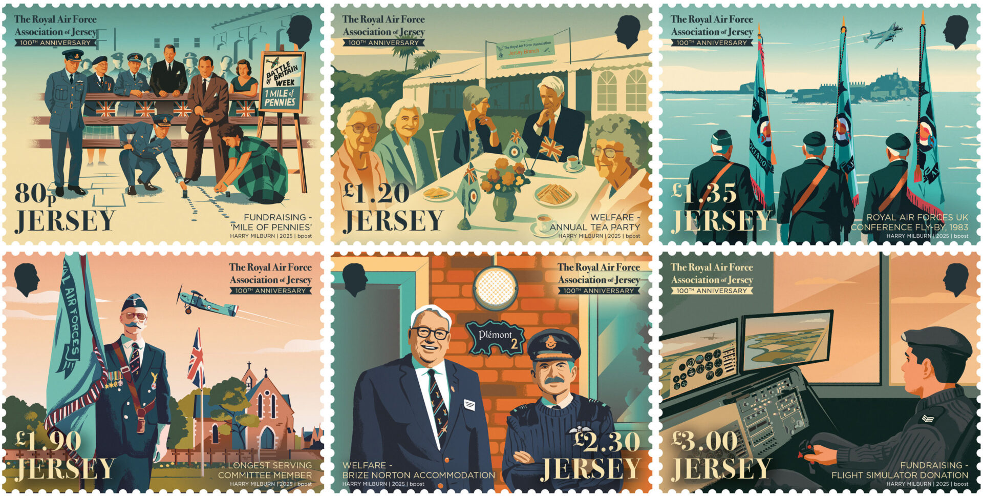 Harry Milburn for Jersey Post (Design Projects, illustrator, Meiklejohn)