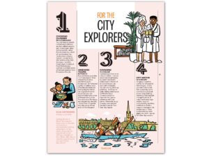 Mark Long – 12 Adventure Honeymoons for Easy Jet Magazine . (editorial, illustrator, NB Illustration)