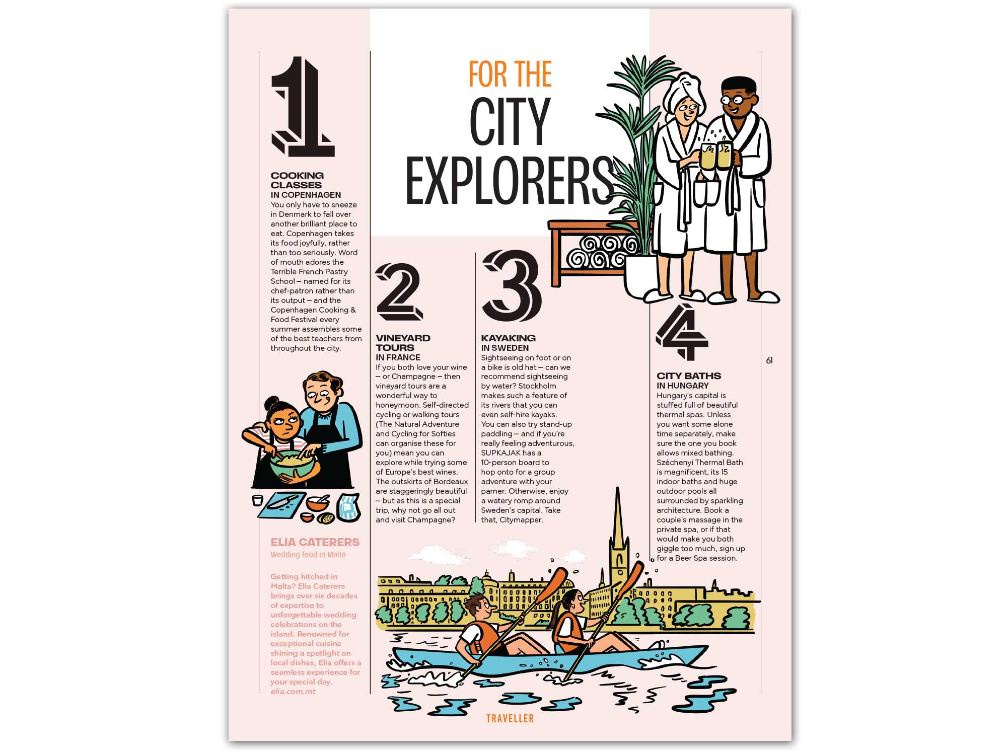 Mark Long – 12 Adventure Honeymoons for Easy Jet Magazine . (editorial, illustrator, NB Illustration)