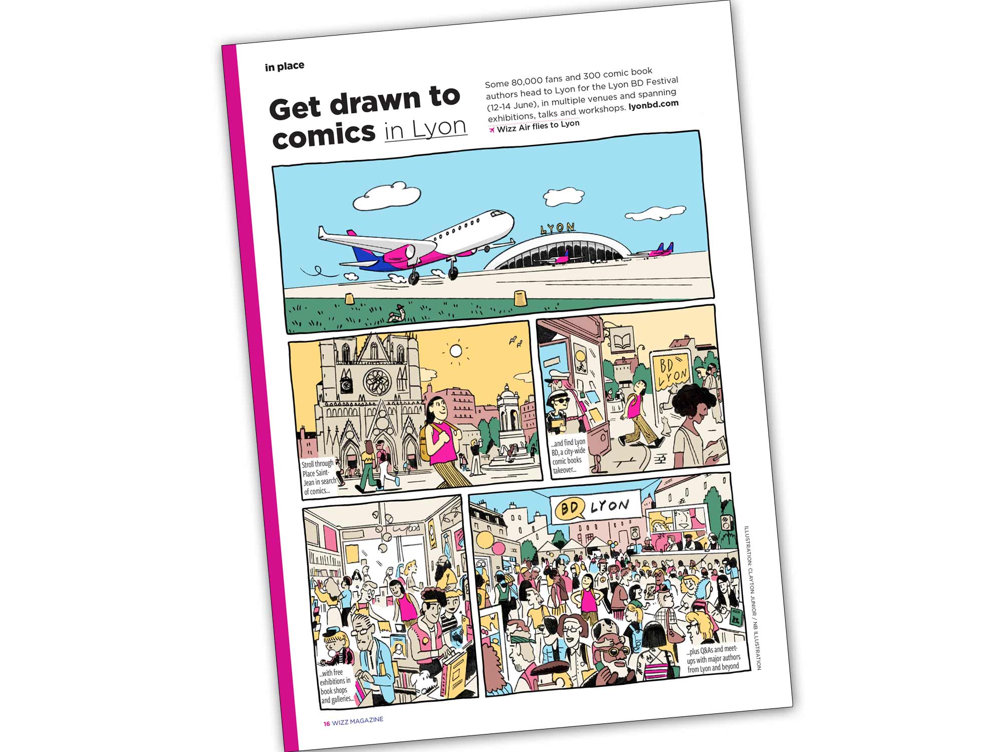 CLAYTON JUNIOR – LYON BD FESTIVAL / WIZZ AIR (editorial, illustrator, NB Illustration)
