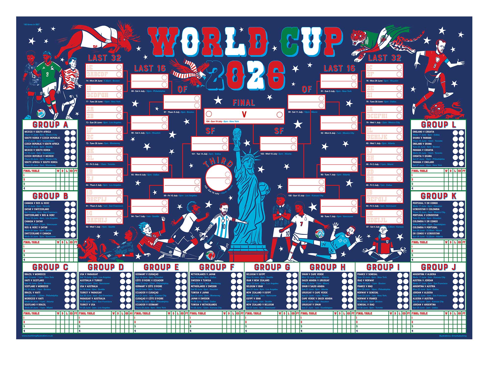 MARK LONG – WORLD CUP 2026 WALLCHART/THE GUARDIAN (illustrator, NB Illustration)