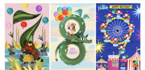 Lucia Gaggiotti’s card range for Jacquie Lawson (illustrator, The Artworks)