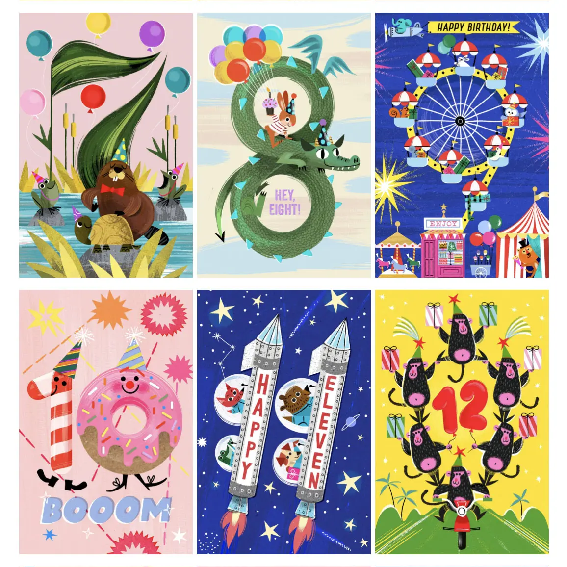 Lucia Gaggiotti’s card range for Jacquie Lawson (illustrator, The Artworks)
