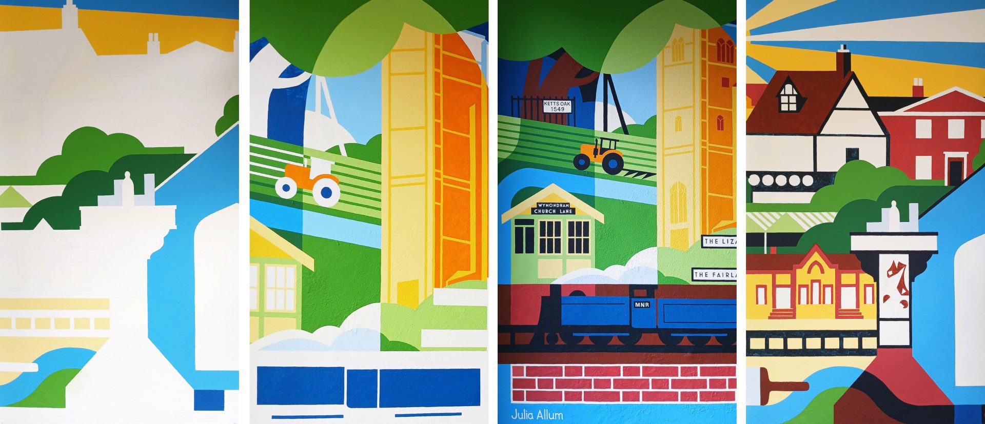 Julia Allum mural Image WIP 2 – JULIA ALLUM – SOUTH NORFOLK & BROADLAND DISTRICT COUNCIL - JULIA ALLUM – SOUTH NORFOLK & BROADLAND DISTRICT COUNCIL (illustrator, Meiklejohn) JULIA ALLUM – SOUTH NORFOLK & BROADLAND DISTRICT COUNCIL (illustrator, Meiklejohn)